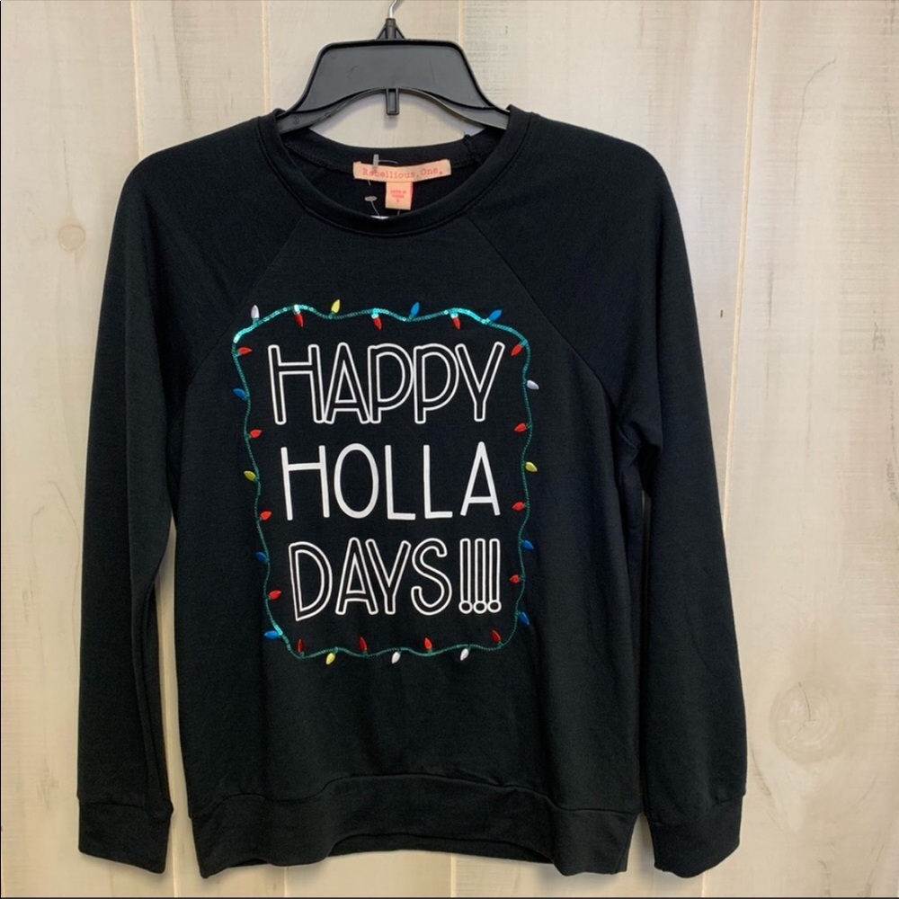 Rebellious One Large Black Raglan Graphic Sweatshirt